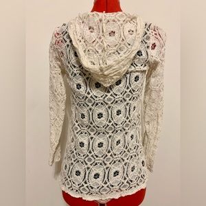 Belldini Boho Hooded Lace Cardigan